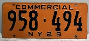 1929 New York NY State Commercial License Plate “958 494” Repainted - Picture 1 of 4
