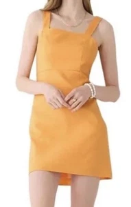NUEVO CON ETIQUETAS J Crew Vestido de Lino Elástico 14 Alto Cuello Cuadrado Línea A Cantaloupe Naranja 14T - Imagen 1 de 11