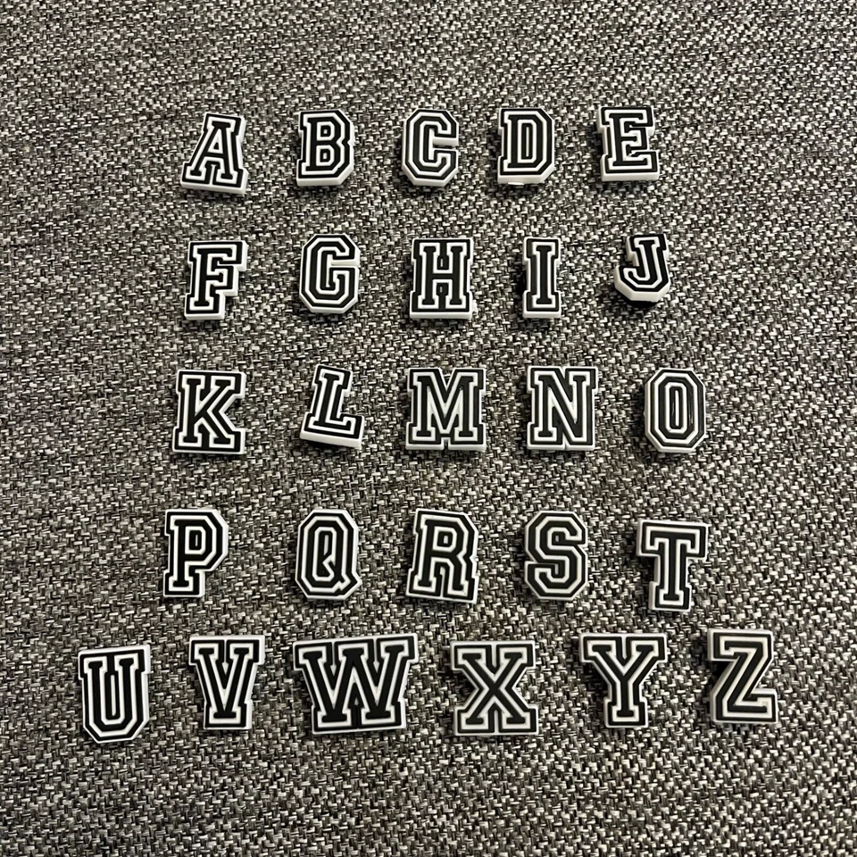 Black Alphabet Letter Croc Charms Jibbitz Clog Decoration Shoe - Spell Your Name