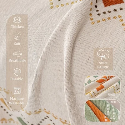 Chenille Boho Sofa Throw Fringed Scratch-Resistant Couch Cover w/ Woven Texture - Image 1 of 4