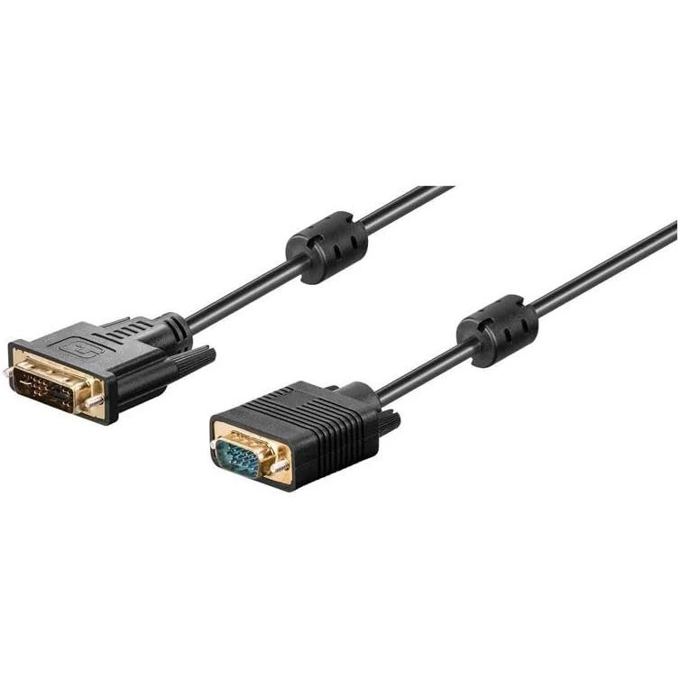 [93259] Goobay Câble FullHD DVI-A Mâle (12+5 pin) - VGA Mâle (15-pin) 10 m Noir - Photo 1/1