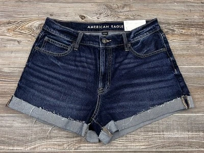 NWT American Eagle 90's Boyfriend Strigid Shorts  Denim High Rise Cuffed Size 8 - Image 1 of 4