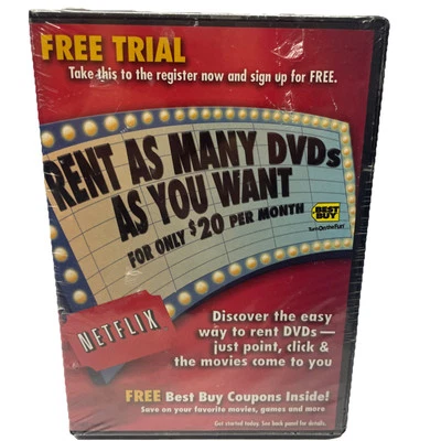 Vintage Advertising . NETFLIX CD . Best Buy . Free Trial Offer . New Sealed - Image 1 of 3