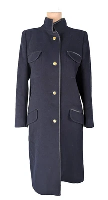 Vintage Louis Feraud Navy Wool Cashmere Long Coat Sz 10 Quiet Luxury Classic - Image 1 of 4