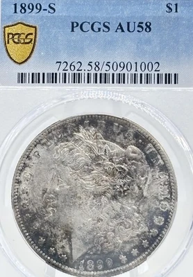 1899-S $1 Morgan Silver Dollar PCGS AU58 Almost Uncirculated Better Date #14176 - Image 1 of 4