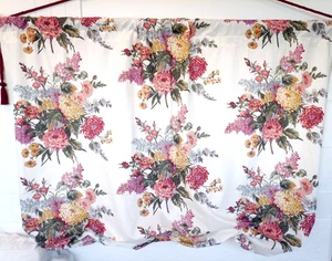 4 x Vintage Country Victorian Floral Rose Ruched Swag Balloon Curtains SET - Picture 1 of 11