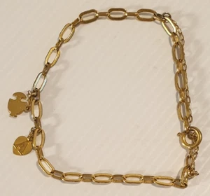 ROLLED GOLD Vintage 18cm Link Chain Bracelet with Two Charms Made West Germany. - Picture 1 of 10
