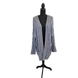 Love Tree Strickjacke mit Zopfmuster Damen Größe M Stahlblau - Bild 1 von 9