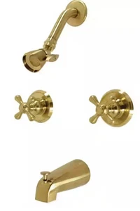 Kingston Latón KB247AX Victoriano Doble Manija Bañera y Grifo de Ducha Latón - Imagen 1 de 9