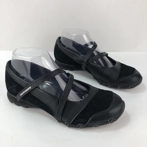 Sketchers Damen-Flats 7,5 Mary Jane rutschfest schwarz Riemen Kunst-Wildleder - Bild 1 von 10