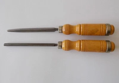 2 Antique Bludan Triangle File/Hone Hardened Edges Round File/Hone Austria - Image 1 of 4