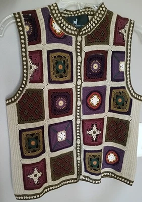 Chaleco de ganchillo Peruvian Connection algodón pema pequeño ***Raro*** Foto 1 de 4