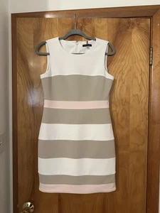 Tommy Hilfiger Damen Kleid 8 Colorblock gestreift Krepp Etui ärmellos - Bild 1 von 4