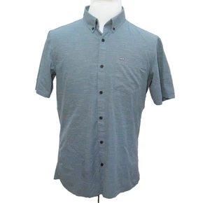 Hurley Nike Dri-Fit Mens Medium Blue Shirt Short Sleeve Button Front Pocket Logo - Picture 1 of 4