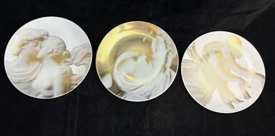 "Juego de 3 platos de pan de ensalada Wedgwood dorado musa hueso China Inglaterra 1759 cWWRD 6,5""" Foto 1 de 4