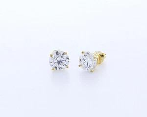 3.0 CTW DIAMANTES CREADOS EN LABORATORIO D/VS1 CORTE REDONDO ORO AMARILLO 14K PUNTAS TACHUELAS CLÁSICAS - Imagen 1 de 4
