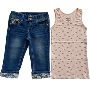 Bundle of 2 Adorable Girls Clothing Crop Jeans & Tank Top Size 6 - Picture 1 of 9