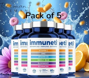 Immuneti Advanced Immune Defense 6 en 1 Vitamina C D3 Suplemento de Zinc (Pack de 5) - Imagen 1 de 6