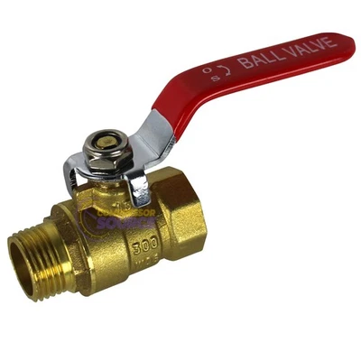 1/2" Male Female NPT Brass Ball Valve Water Moisture Air Tank Drain Shut Off - Image 1 of 4