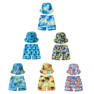 Girls Boys Swim Trunks Water Resistant Shorts Pockets Sun Hat Booty Boyshorts - Picture 1 of 64