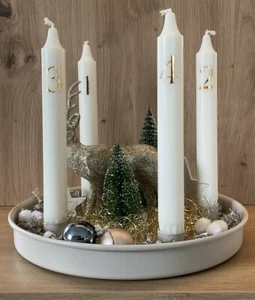 Deko Tisch Tablett Metall Rund Advent Kranz Dekoriert Weihnachten Unikat  - Bild 1 von 4
