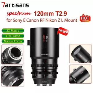 7artisans 120mm T2.9 Macro 2X Cinema Lens For Sony E Canon RF R6 Nikon Z Leica L - Picture 1 of 11