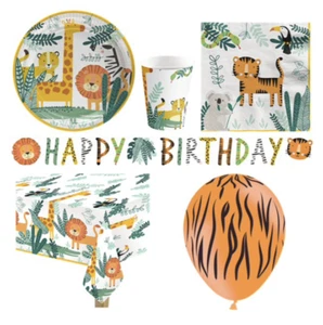 Animal Safari Party Tableware Decorations Animal Birthday Kids Party Plates Cups - Picture 1 of 17