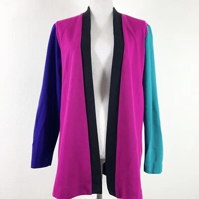 Cárdigan suéter vintage talla mediana bloques de colores My Kinda Gal hecho en EE. UU. DEFECTUOSO Foto 1 de 4