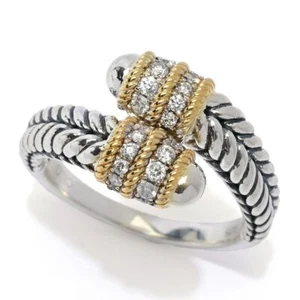 Melodia Diamonds 18K Vermeil 0.24ctw Round Lab Grown Diamond Bypass Ring - Picture 1 of 4