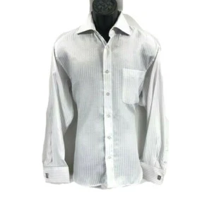 Karl Knox Men's Dress Shirt Lavender White Striped Cufflinks Size 15.5 34/35 - Picture 1 of 4