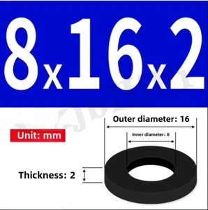 8mm0.32" ID x16mm0.63" OD x2mm0.08" Thick Rubber Flat Washers Spacers Sealing - Picture 1 of 5