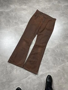 Rare Men Brown Levi’s 529 Waxed Vintage Boot Cut Flared Jeans Made in Tunisia - Picture 1 of 12