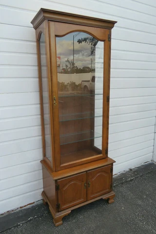 Solid Maple Tall and Narrow China Closet Display Cupboard by Jasper Cabinet 1071 Cover