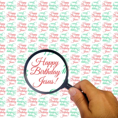 Conjunto de papel de embrulho feliz aniversário Jesus | Dois papéis de embrulho dobrados 20 pol. x 30 pol. - Imagem 1 de 4