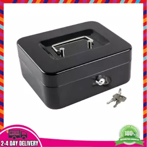 Medium Cash Box with Money Tray, Small Safe with Key, 7.87"x 6.30"x 3.54" - Picture 1 of 10