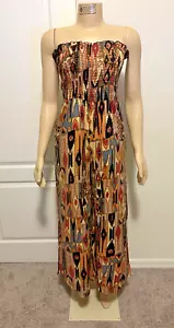 DAMEN LANGGIE EINTEILER VISKOSE BUNT TRIBAL JUMPSUIT STRAMPLER STRETCH OBERTEIL - GEBRAUCHT, IN EINWANDFREIEM ZUSTAND - Bild 1 von 6