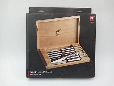 Conjunto de facas para bife de aço inoxidável ZWILLING conjunto de 8 peças com estojo novo e enviado GRÁTIS - Imagem 1 de 4