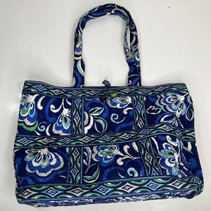 Vera Bradley Tote Purse Mediterranean Toggle Closure Quilted 2008 Blue Retired - Picture 1 of 13