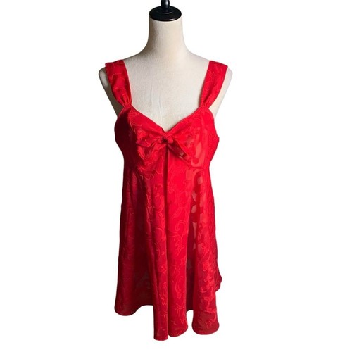UNDERCOVER Abito vintage Victoria's Secret etichetta oro rosso pizzo trasparente babydoll fata slip M