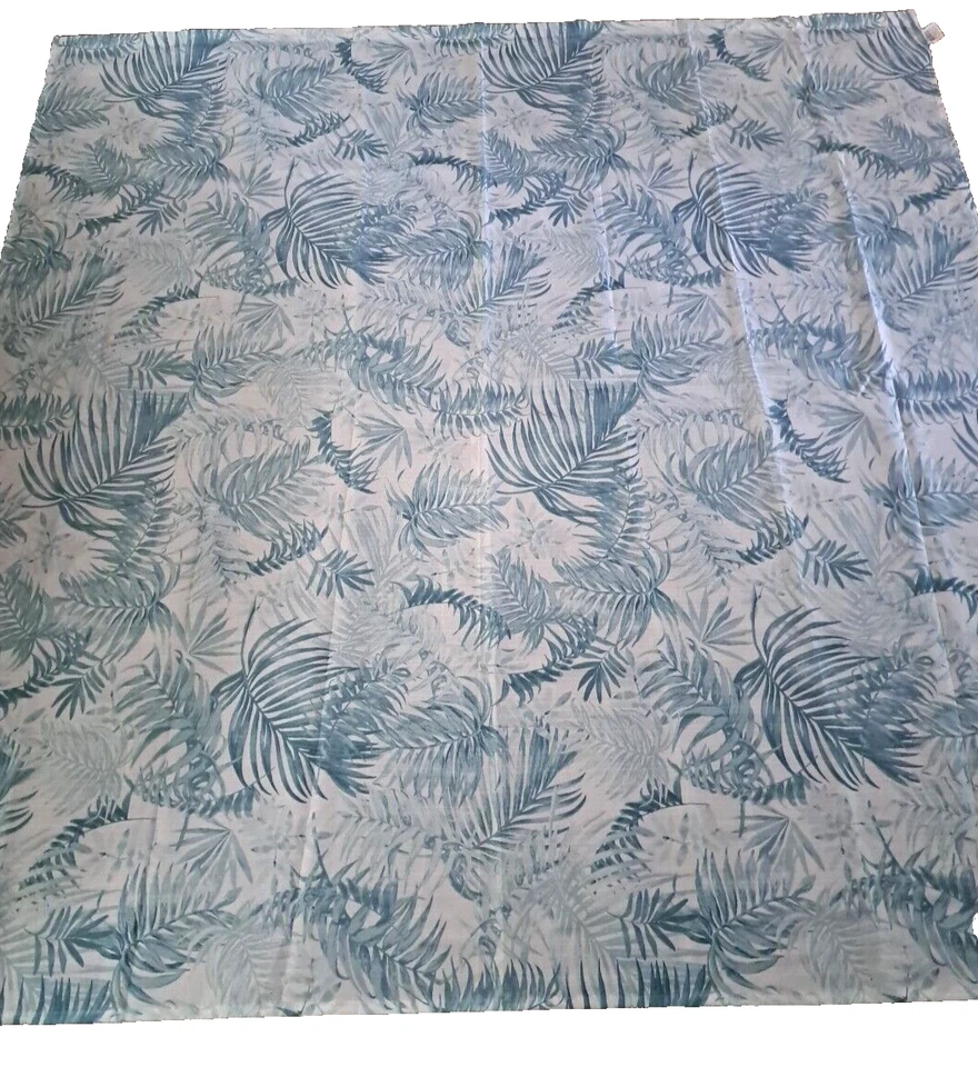 Cortina de ducha de tela con fronda de palmera blanca verde tropical playa pilares  Foto 1 de 4