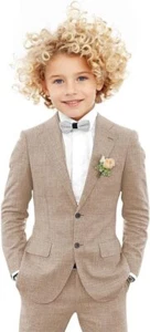 Boy Summer Lightweight Linen Suit Set Blazer Pants Cute Stylish for Wedding Ring - Picture 1 of 36
