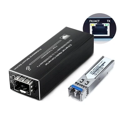 Mini Gigabit Fiber Media Converter 10/100/1000Mbps Ethernet with SFP &SC Module - Image 1 of 4