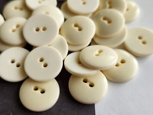 12 Cream Color slightly domed 2-hole sew-through plastic buttons 3/4" 19mm  - Picture 1 of 6