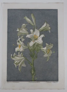 Linolschnitt Ernst Rötteken Madonnenlilie Blume Lilie Düsseldorfer Malschule - Bild 1 von 7