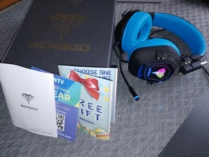 Bengoo gaming headset/ Blue w/ Lights/Over The Ear - Picture 1 of 6