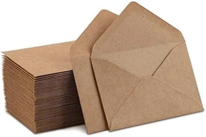 Kraft Mini Envelopes Brown Kraft Envelopes for Gift Cards and Business Cards (4" - Picture 1 of 12