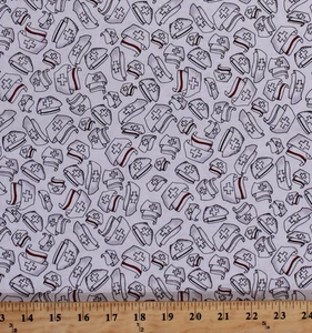 Cotton Nifty Nurses Happy Hats Medical Cotton Fabric Print by the Yard D565.37 - Picture 1 of 1