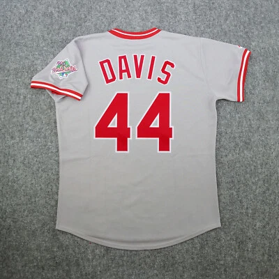Eric Davis 1990 Cincinnati Reds World Series Men's Grey Road Cooperstown Jersey - Image 1 of 4