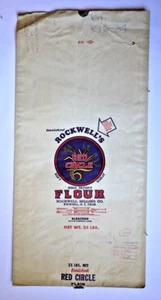 X LARGE Vintage Paper Sack Bag - ROCKWELL MILLING FLOUR, ROCKWELL, NC 1980 - Picture 1 of 1