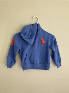 Polo Ralph Lauren Boy's Hoodie Sweatshirt Size 5 Blue Orange Cotton Blue Label - Picture 1 of 10